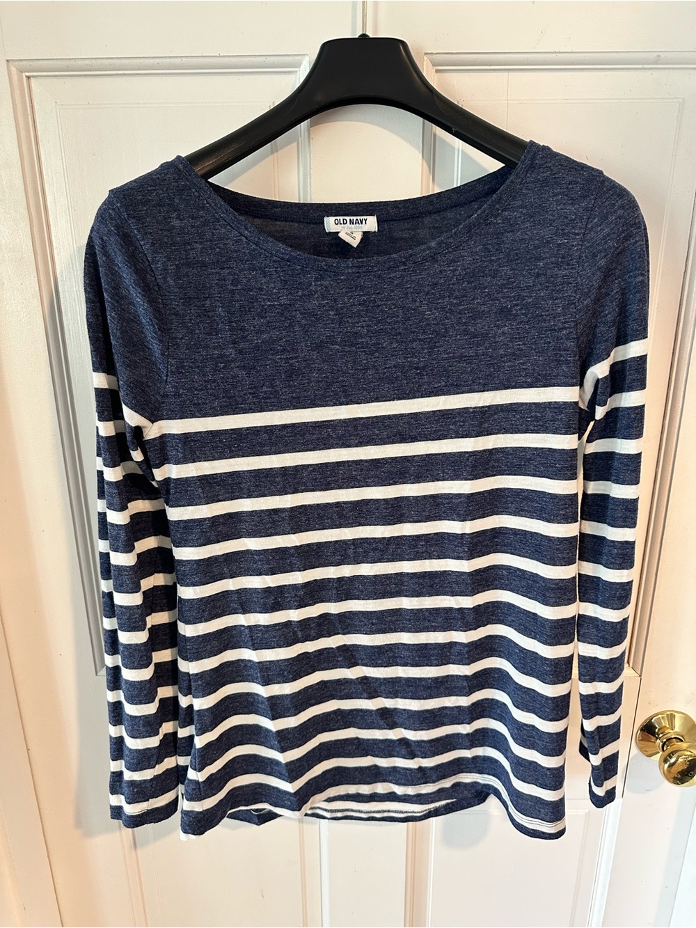 Old Navy Navy and White Striped Crewneck Sweater